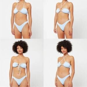 L*Space Dawn Convertible Bikini Top Shimmering Sky Blue XL New